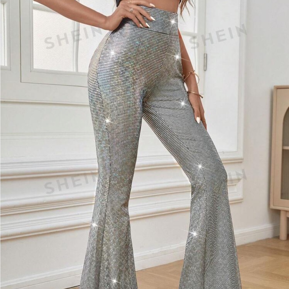 Silver Flared Pants